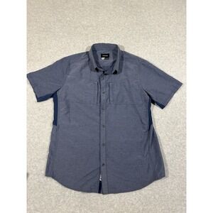 Marmot Shirt Mens L Blue Short Sleeve ‎ Button Performance Zip Pocket Hiking